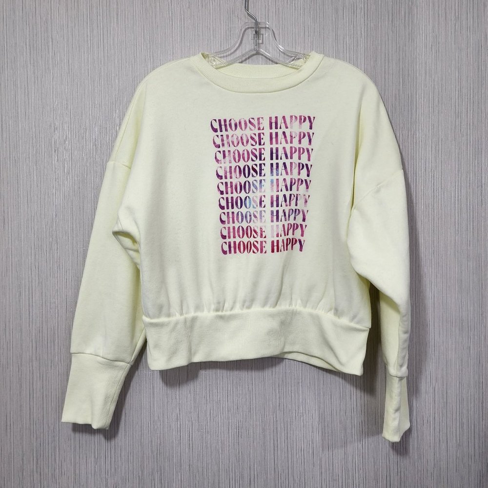 Old Navy‎ buttery yellow choose happy graphic sweatshirt
